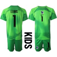 Dječji Nogometni Dres Francuska Hugo Lloris #1 Golmanski Gostujuci SP 2022 Kratak Rukav (+ Kratke hlače)